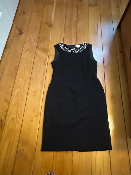 Calvin Klein Dresses & Skirts - Calvin Klein Black Sleeveless Midi Sheath Dress with Beaded Collar
